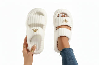 Open-Toe Slide Slippers with Dual-Strap Design