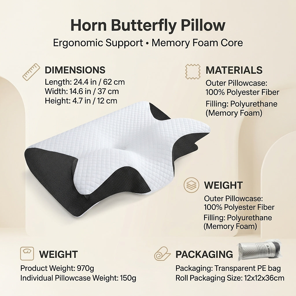 Butterfly Shaped Memory Foam Contour Pillow