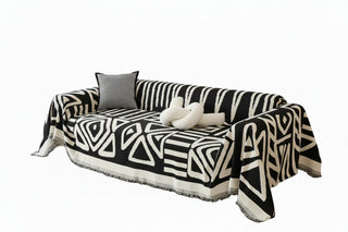 Geometric Pattern Sofa Throw with Full-Length Coverage