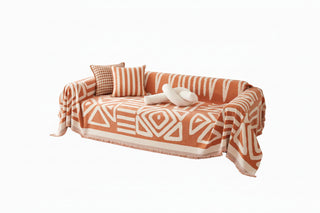 Geometric Pattern Sofa Throw with Full-Length Coverage