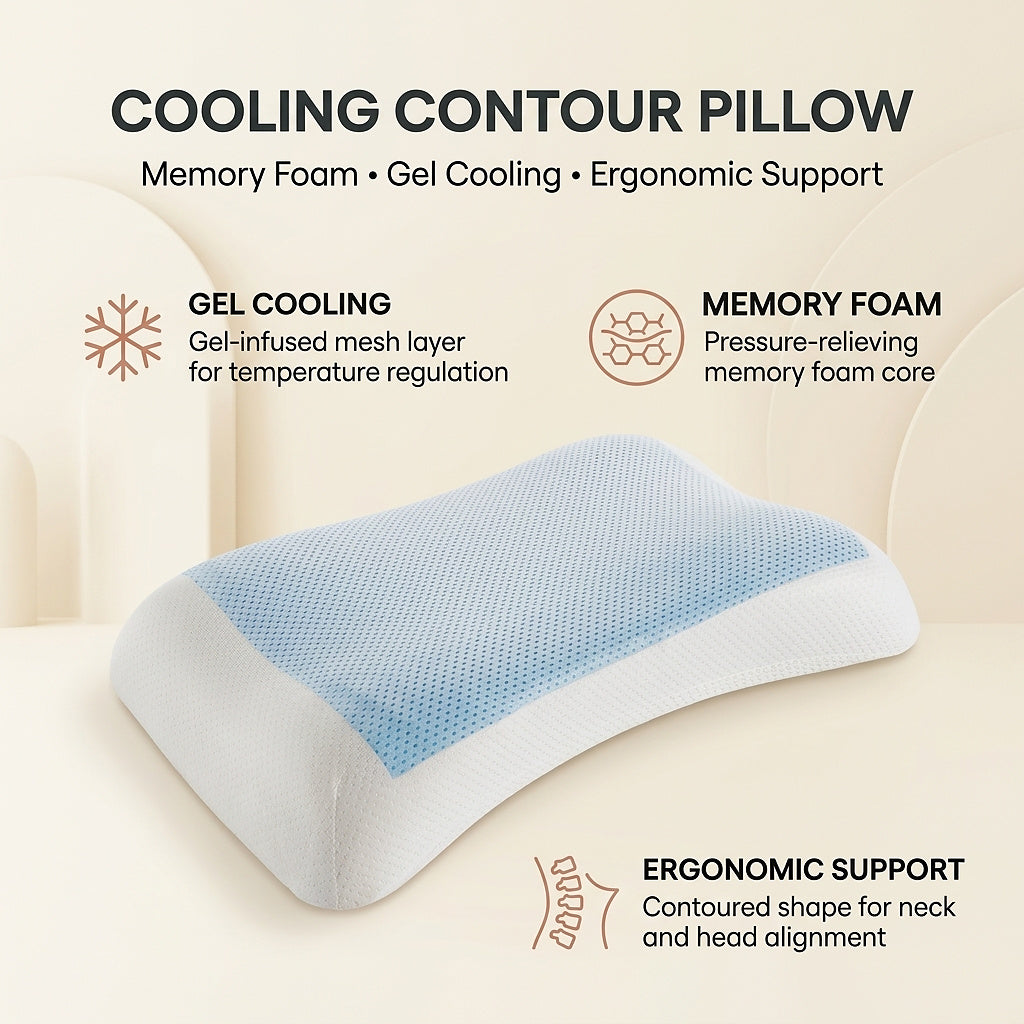 Contoured Memory Foam Pillow with Gel Layer