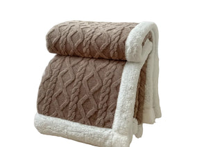Textured Throw Blanket with Folded Edge Finish