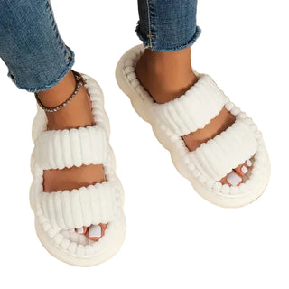 Open-Toe Slide Slippers with Dual-Strap Design
