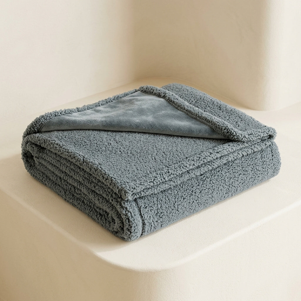 Plush Fleece Throw Blanket with Sherpa Lining