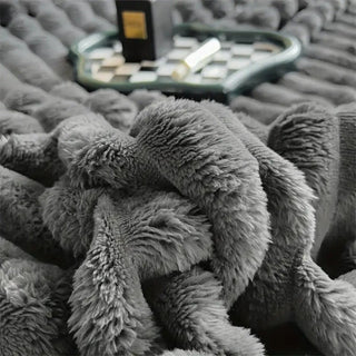 Plush Striped Throw Blanket