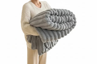 Plush Striped Throw Blanket