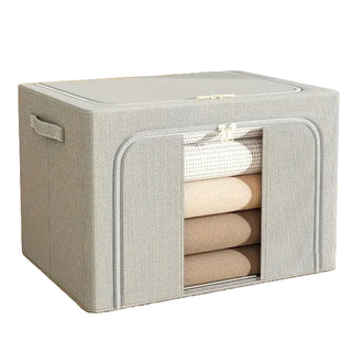 Rectangular Fabric Storage Box with Front Zipper Access