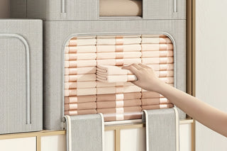 Rectangular Fabric Storage Box with Front Zipper Access