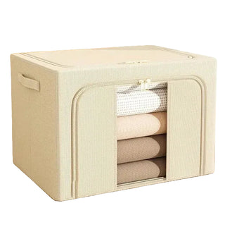 Rectangular Fabric Storage Box with Front Zipper Access