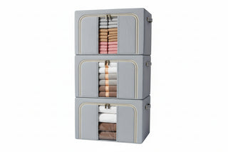 Rectangular Fabric Storage Box with Front Zipper Access