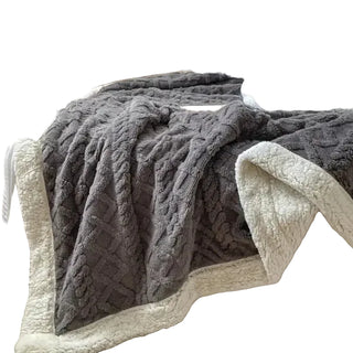 Textured Throw Blanket with Folded Edge Finish