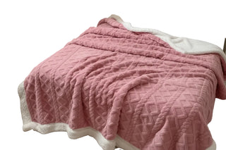 Textured Throw Blanket with Folded Edge Finish