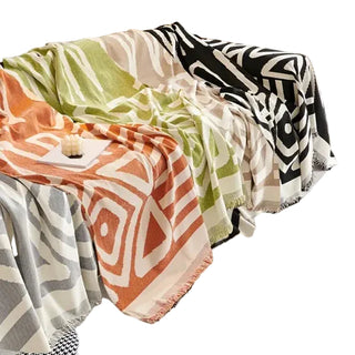 Geometric Pattern Sofa Throw with Full-Length Coverage