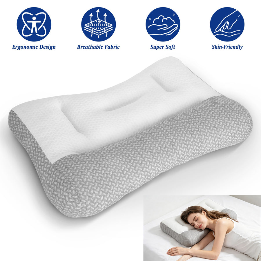 2Pcs Or 1Pcs Option Ergonomic Bed Pillow Breathable Mesh Pillow For Neck Support Dual Height Design Down Alternative Pillow For Side Back Sleepers