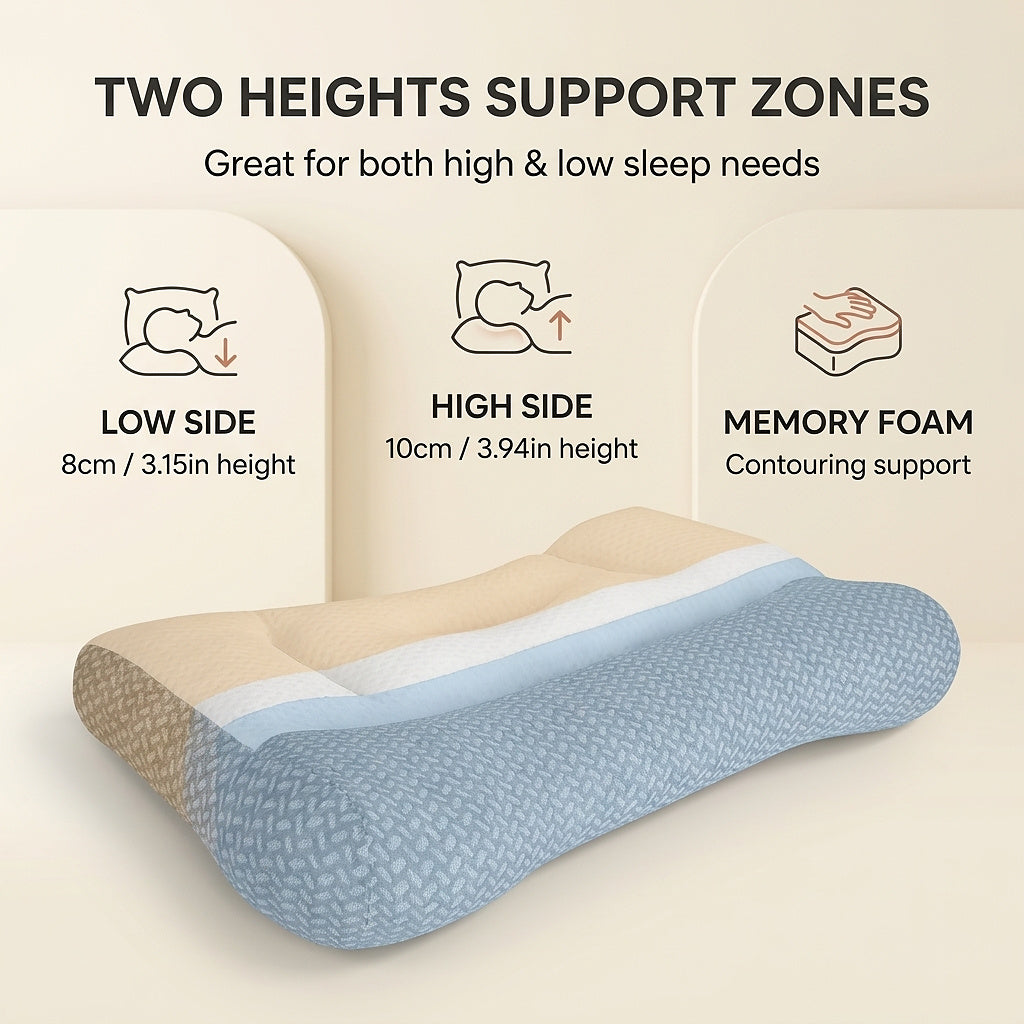 Ergonomic Contoured Neck Support Bed Pillow