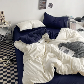 Cozy Two Tone Bedding Set – Duvet Cover with Pillowcase & Flat Sheet
