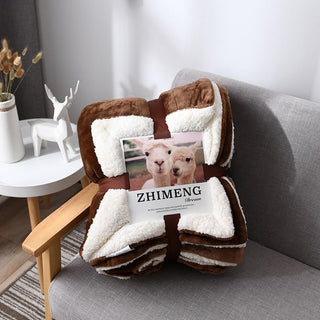 Comfy Reversible Flannel Sherpa Blanket with Plush Cashmere Feel