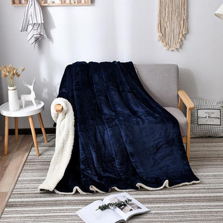 Comfy Reversible Flannel Sherpa Blanket with Plush Cashmere Feel