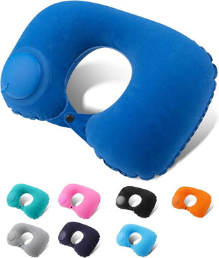 Inflatable Neck Travel Pillow with Built-in Hand Pump