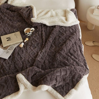 Warm Sherpa Fleece Blanket with Double-Sided 3D Pattern