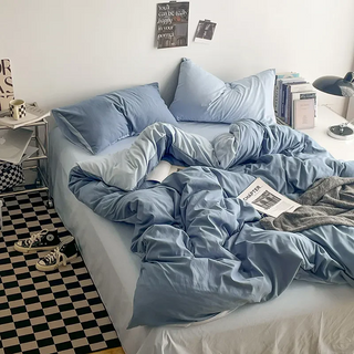 Cozy Two Tone Bedding Set – Duvet Cover with Pillowcase & Flat Sheet