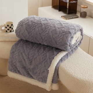 Warm Sherpa Fleece Blanket with Double-Sided 3D Pattern