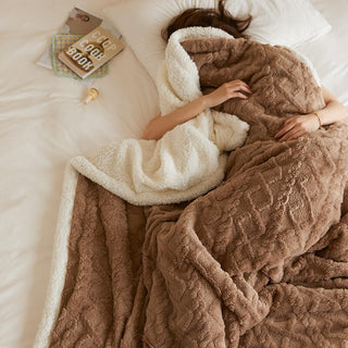 Warm Sherpa Fleece Blanket with Double-Sided 3D Pattern