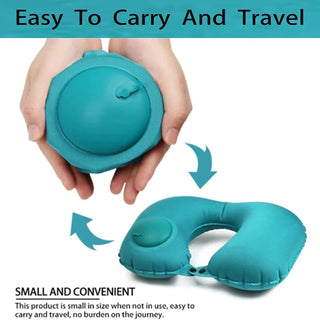 Inflatable Neck Travel Pillow with Built-in Hand Pump
