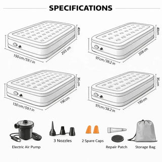 Premium Flocked Air Mattress with Type-C Rechargeable Pump