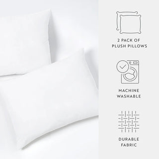 Hypoallergenic Plush Pillows 2-Pack with Soft Microfiber Balanced Support