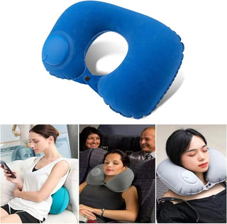 Inflatable Neck Travel Pillow with Built-in Hand Pump