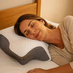 Ergonomic Memory Foam Neck Pillow with Washable Cover