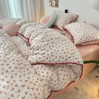 Retro Cherry Duvet Set with Charming Fruit Print