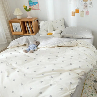 Heart Pattern Bedding Set with Soft Microfiber Duvet & Pillowcases