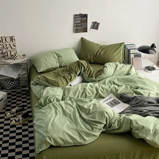 Cozy Two Tone Bedding Set – Duvet Cover with Pillowcase & Flat Sheet