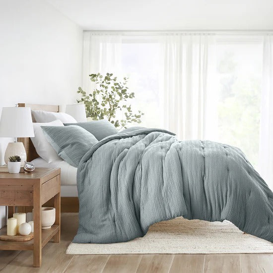 Luxury Waffle Comforter Set with Cozy Oversized 3-Piece & Shams