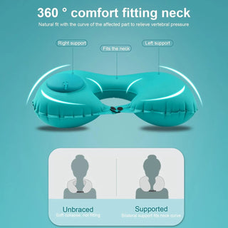 Inflatable Neck Travel Pillow with Built-in Hand Pump