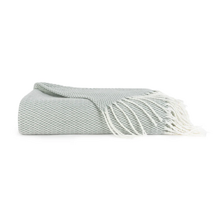 Classic Herringbone Throw Blanket with Fringed Edges