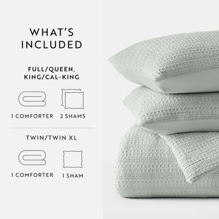 Luxury Waffle Comforter Set with Cozy Oversized 3-Piece & Shams