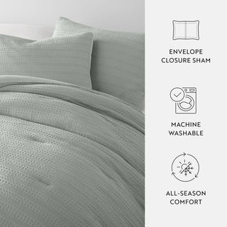 Luxury Waffle Comforter Set with Cozy Oversized 3-Piece & Shams