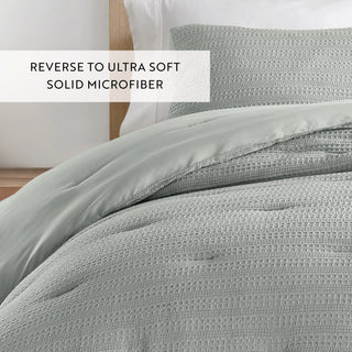 Luxury Waffle Comforter Set with Cozy Oversized 3-Piece & Shams