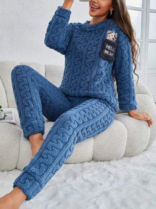 Bear Fleece Pyjamas – Plush Two-Piece Winter Set for Women