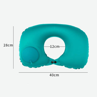Inflatable Neck Travel Pillow with Built-in Hand Pump