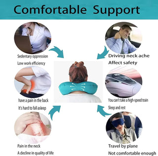 Inflatable Neck Travel Pillow with Built-in Hand Pump