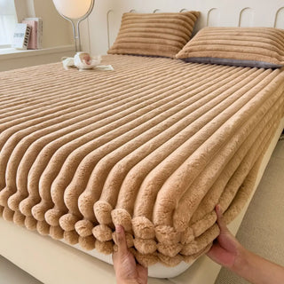 Velvet Ribbed Fitted Sheet – Deep Pockets for Plush Breathable Bedding