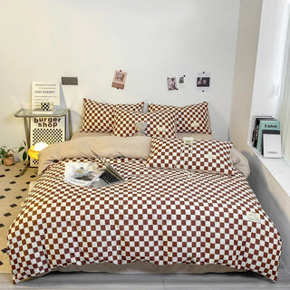 Geometric Grid Bedding Set with Soft Easy-Care Fabric