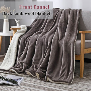 Comfy Reversible Flannel Sherpa Blanket with Plush Cashmere Feel