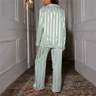 Women's Satin Pajama Set with Soft Silky Long-Sleeve & Elastic Waist