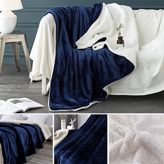 Comfy Reversible Flannel Sherpa Blanket with Plush Cashmere Feel