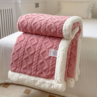 Sherpa Fleece Throw Blanket – Cable Knit with Dual-Sided Softness